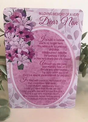 In Loving Memory Nan Grave Memorial Card. (plastic Can Be Placed Outdoors) • £2.29