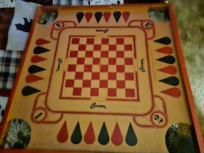  Vintage Double Sided Carrom Game Board 26x26 1970 Board Only EUC  • $55