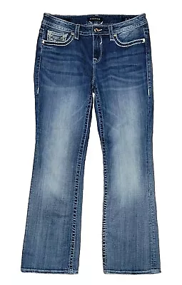 Vigoss Heritage Fit Women's Size 10 Medium Wash Embellished Bootcut Jeans 32 L • $35