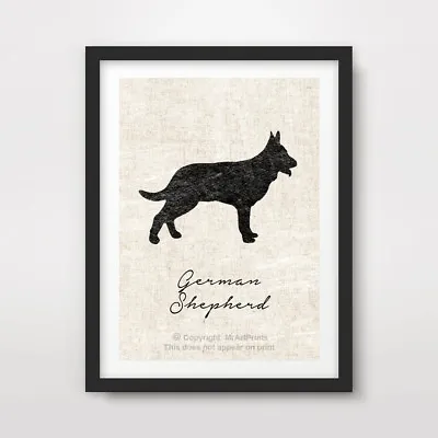 GERMAN SHEPHERD ALSATIAN DOG ART PRINT POSTER Breed Black Silhouette Vintage • $18.66