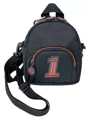 Harley-Davidson Deluxe Mini-Me Small Backpack Rubberized #1 Logo - Black • $24.95