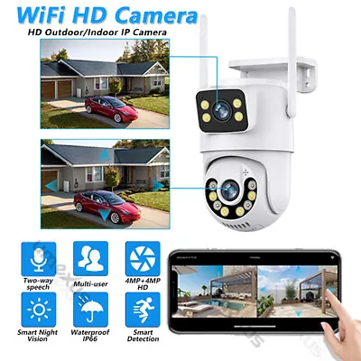 Dual Lens 8MP WiFi IP Camera Wireless Outdoor CCTV PTZ Security IR Cam US ICSee • $34.18