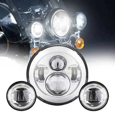 $60.99 • Buy For Harley Touring Road King 7  Inch LED Projector Headlight + Passing Lights