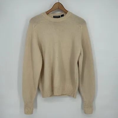 Savile Row Sweater Mens Large Beige Shetland Wool Pullover Crew Neck • $19.99