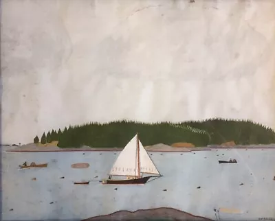 American Folk Art Painting Ca.1890 Malaga Island Maine Sailboat Marine Fishing • $1
