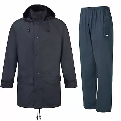 Fort Flex Waterproof Work Jacket & Trousers Navy PU TRICOT Fabric (Sizes S-XXXL) • £34.95