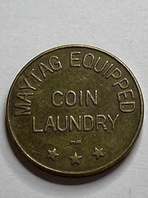 RARE VINTAGE MAYTAG EQUIPPED COIN LAUNDRY WASHING MACHINE TOKEN BRASS #sa1 • $9.80