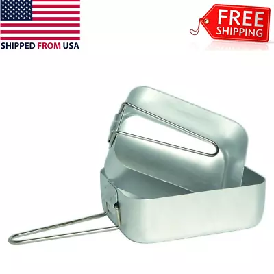 British Army Style Military  Outdoor Mess Kit Camping Mess Tin Cookware Pan 2pcs • $35