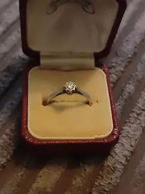£85 • Buy 9ct White Gold Diamond Solitaire Ring Size M1/2 2g