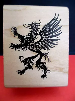 Magenta Dragon Rubber Stamp Wood Mtd • $12.95