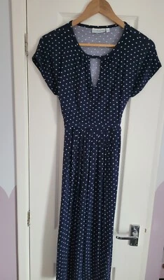 £17.50 • Buy JOJO MAMAN BEBE MATERNITY & NURSING NAVY & WHITE POLKA DOT DRESS - Small 
