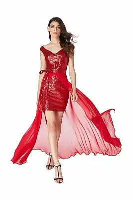 £42.49 • Buy Goddiva 2In1 Sequin Chiffon  Mini Maxi Prom Evening Teen Party Dress( RRP£69.99)