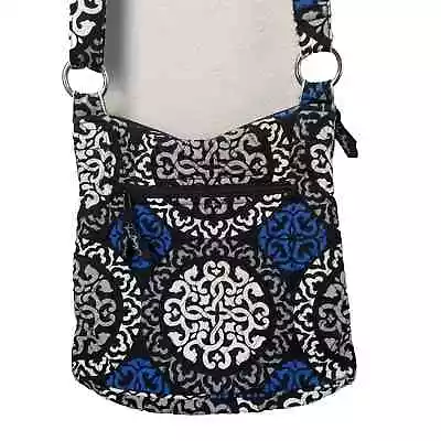 Vera Bradley Purse Bag CANTERBERRY COBALT Retired Cross Body Little Hipster Blue • $10.24