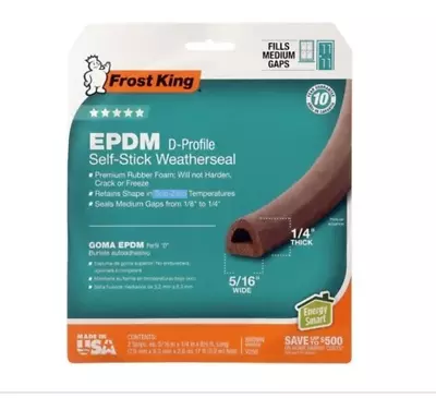 Frost King V25B Brown EPDM Rubber Foam Weather Stripping Tape 17 Ft • $14.95