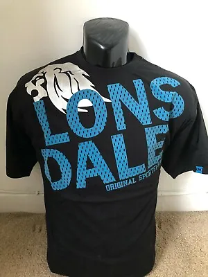 Lonsdale London Mens Large Black Blue Boxing Gym Training  Running Top T-Shirt  • £9.99