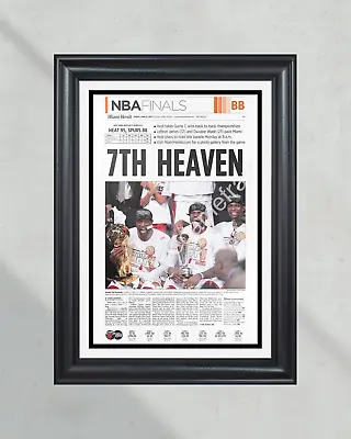 2013 Miami Heat “7th Heaven” NBA Champions Framed Newspaper Front Page Print • $37.99