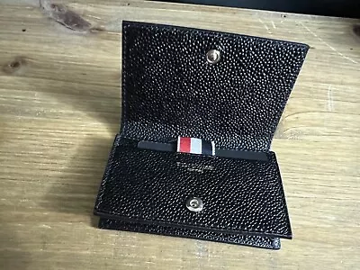 New Thom Browne Black Pebble Grain Leather Card Holder/coin/change Purse Wallet • $240