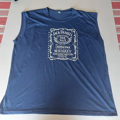 Mens Navy Blue Jack Daniels Muscle Shirt 4XL Fast & Free Shipping AUS • $19.95