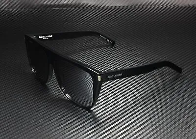 SAINT LAURENT YSL 1 001 Rectangular Black Shiny Black Grey 59m Unisex Sunglasses • $193.98