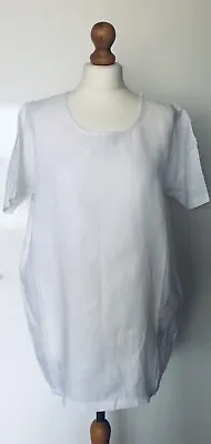 White Linen Short Sleeves Oversized T-Shirt In Size XS • £20