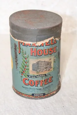 Vintage Maxwell House Coffee One Pound Tin PAPER LABEL JACKSONVILLE FL NASHVILLE • $24.99