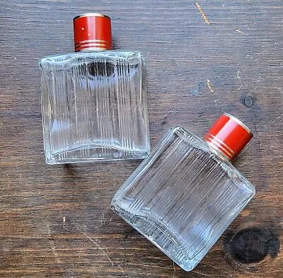 Pair Vintage Ribbed Glass Brilliantine Bottles Art Deco Barbershop • $29.99