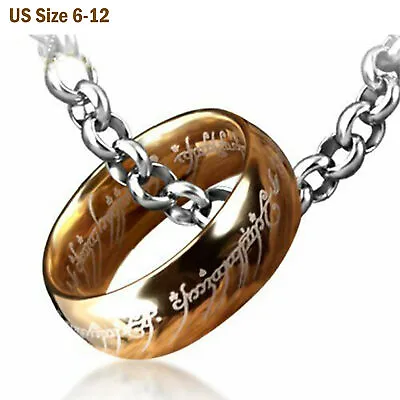 Fashion Stainless Steel Lord Of The Ring Pendant Chain Necklace Ring Size 6-12 • £2.39