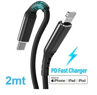 $35 • Buy 2 X 2mt Apple MFi Certified Type C To Lightning Charge Data Cable Braid QUALITY
