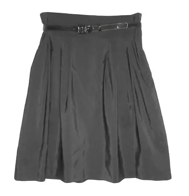 H&M Women's High Waist Black Pleated Skirt W-Skinny Belt – Sz 10 • $12.40