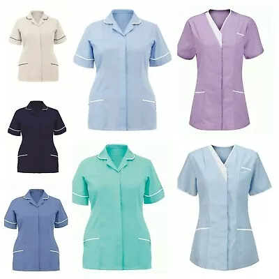 Ladies Short Sleeve Women Healthcare Nurse Career Tunic  Work Wear Top Uniform • £11.99