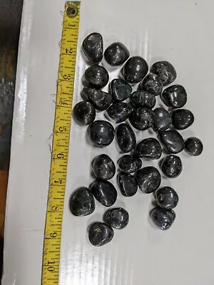1lb Tumbled Bulk Larvakite Wholesale Polished Stones Black Moonstone Lanradorite • $20
