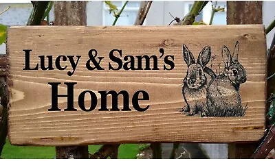 £19.99 • Buy Rabbit Hutch Name Sign Personalised  Pet Bunny Cage Run Plate Plaque Double Two