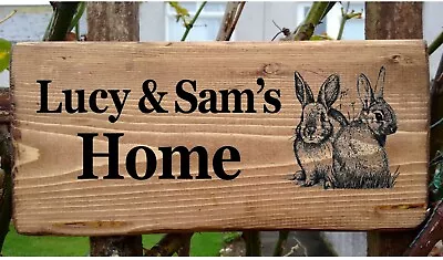 Rabbit Hutch Name Sign Personalised  Pet Bunny Cage Run Plate Plaque Double Two • £24.99