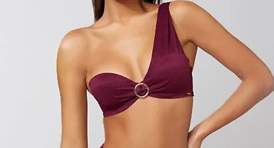 Boux Avenue Bikini Top Capri Purple Size 32DD Underwired Padded One Shoulder • £10.89