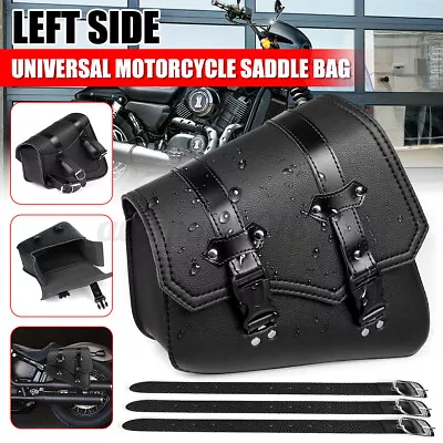 Left Side Universal Motorcycle Swingarm Saddle Bag Storage Luggage PU Leather AU • $29.84