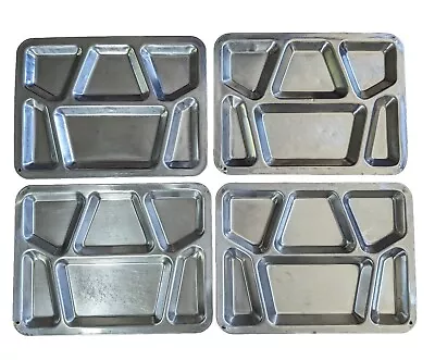 Lot 4 Military Mess Hall STAINLESS STEEL Prison Cafeteria Meal Divided Trays • $74.99