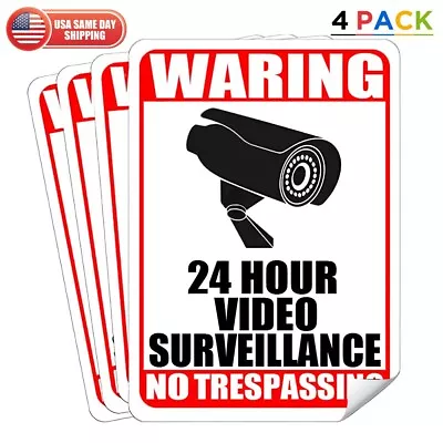 4pack Home 24 Hour Video Surveillance Security Camera Sticker Warning Decal Sign • $9.99