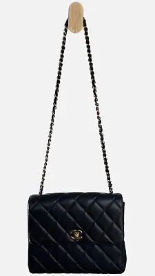 CHANEL 1996 Vintage Black Caviar Medium Square Crossbody Flap Bag • $2950