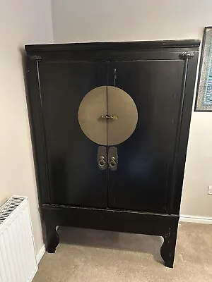 Chinese Black Lacquer Storage Cupboard And Coffee Table • £250