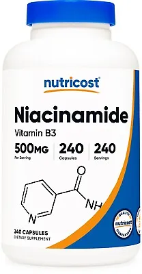 Nutricost Niacinamide (Vitamin B3) 500mg 240 Capsules - Flush Free Gluten Free • $14.98