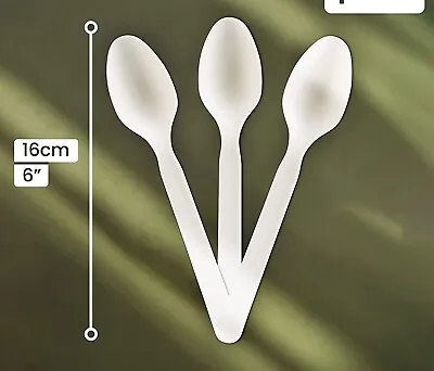 100 Biodegradable SPOONS - - - - Cutlery Pack Lot Plastic White Cream Colour • £4.90