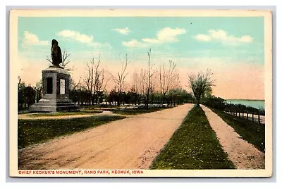 Chief Keokuk Monument Rand Park Keokuk Iowa IA UNP WB Postcard Z10 • $2.95