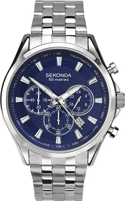 Sekonda Mens Watch With Blue Dial And Stainless Steel Strap 1393 • £39.99