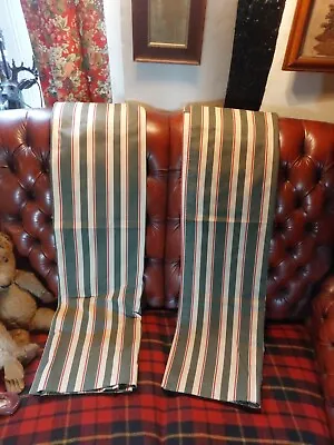 Vintage 80s Laura Ashley Striped Cafe Pole Curtains • £15