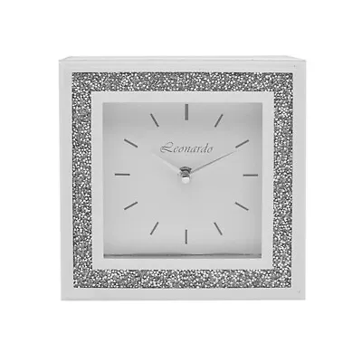 Mantle Clock 40cm Mirror Crystal Mirrored Glass Mantel Piece Desk Table • £32.14