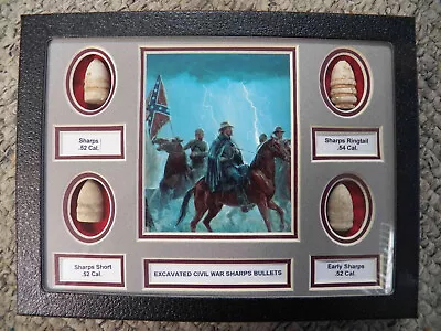 Excavated Civil War Sharps Bullet Collection In 6  X 8  Matted Display Case -NEW • $29.95