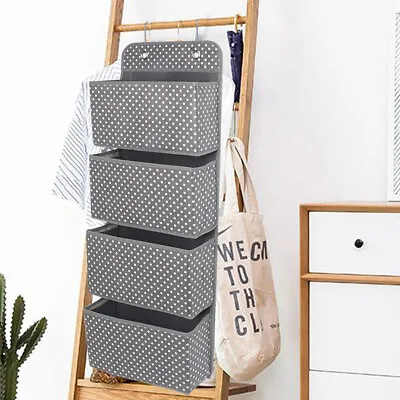 4 Pockets Over Door Hanging Organiser Closet Shoe Rack Storage Bag Tidy Hanger • £8.59