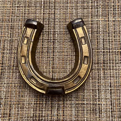 Vintage Brass Horseshoe Paperweight Home Office Desktop Decor Equestrian Decor • $15