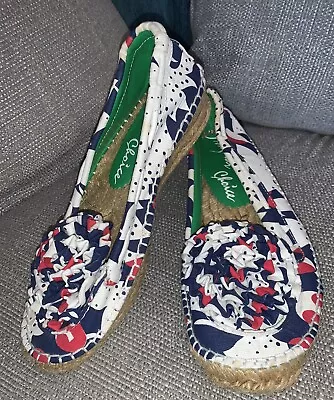 Irregular Choice Nautical Red White & Blue Rope Sole Espadrille Flat Shoes. Sz 4 • £15