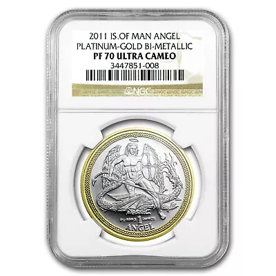 2011 Isle Of Man Bi-Metallic Angel Plat/Gold PF-70 NGC • $3687.18